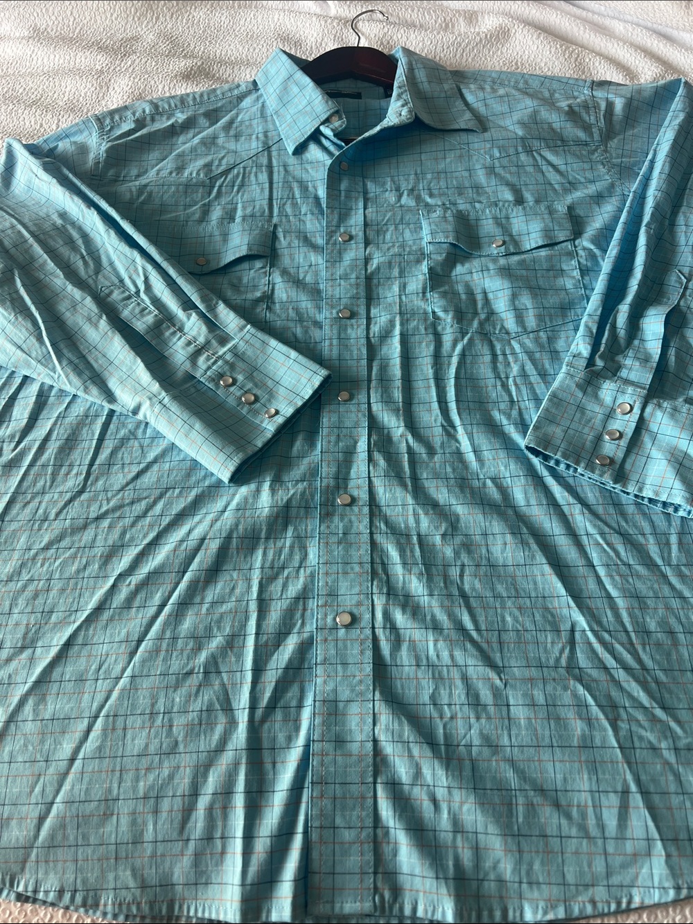 Wrangler Teal Plaid Button-Down Shirt